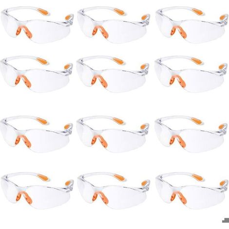 Lot de 12 Lunette de Sécurité Lunettes de Protection Travail avec Lentilles Transparentes Anti-Buée Lunette Protection (1/4)