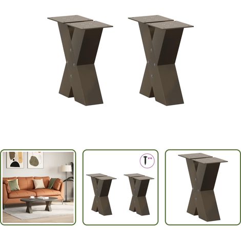 vidaXL Patas para mesa de centro en forma de X (2 unidades, acero natural, 40 x 30-31 cm) (1/5)