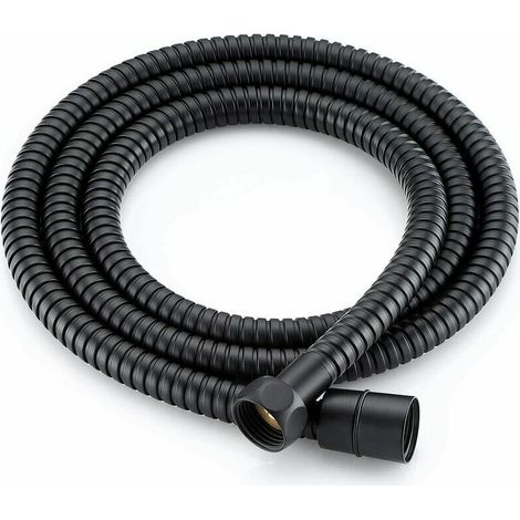 Flexible de Douche 1.5M Noir Mat, Tuyau de Douche Universel en Acier Inoxydable Cable de Douche, Anti-Explosion et Anti-Torsion (1/5)