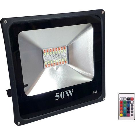 TrAdE Shop Traesio - Faro Proiettore Led 50 W Rgb Multicolore Da Esterno Ip66 220v Telecomando 84140 - (1/2)