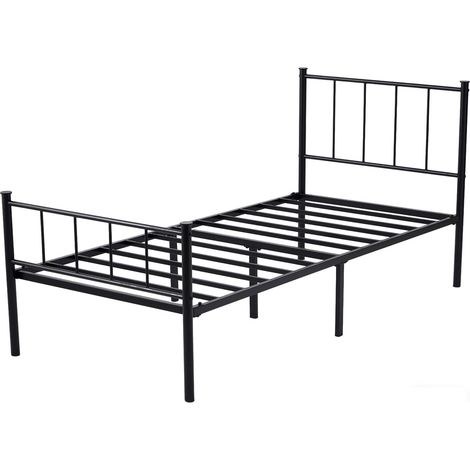Metal Bed Frame w/Headboard, Footboard, Metal Slatted & Underbed Storage Space FINN SINGLE (1/5)