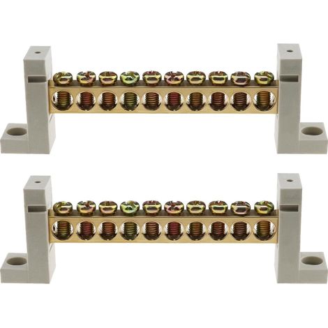 2pcs Blocs de Jonction à 10 Trous Bornier de Câblage Électrique Bloc de Connexion pour Application Zéro Ligne Commande Électrique Mécanique Électromécanique (1/5)