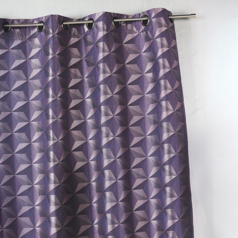 Rideau occultant jacquard à motifs géométriques Violet parme 140x260 cm