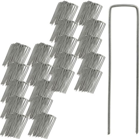 Relaxdays Securing Pegs Set of 500, Stainless, Bevelled Tips, Drive In, 15 cm Long, Galvanized Steel, Silver