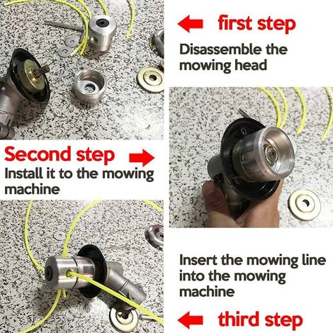Têtes pour débroussailleuses Universelle en Aluminium Strimmer Head avec 4 Fils 1 Clé Hexagonale et 2 Rondelles Tête Coupe-Bordure pour Tondeuse à Gazon (1/4)