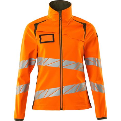 Mascot Soft Shell Jacke, Damenpassform Soft Shell Jacke Gr. M, hi-vis orange/moosgrün (1/4)