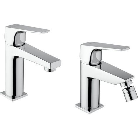 Kit miscelatori lavabo e bidet in colore cromo Piralla Iceberg KITICE2CR