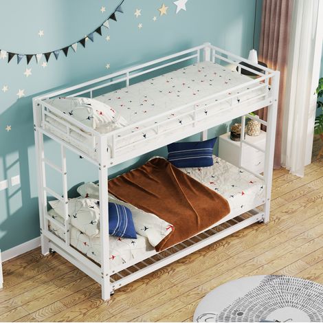 Metall-Etagenbett 90 x 200 cm mit Ausziehbett, weiß HAVRYA (1/5)