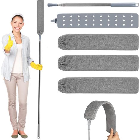 Plumeau Télescopique et Rétractable, Nettoyeur de PoussièRe Lavable Microfibre, Pliable Brosse à Poussière de Chevet Flexible Amovible, pour Canapé-Lit, Voitures, Meubles et Coins (1/5)