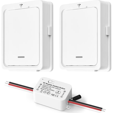 Interrupteur d'éclairage sans fil AC 230V 220V, récepteur relais RF 433Mhz 10A avec 2 commutateurs sans fil, commutateur de télécommande 1500W (1/5)