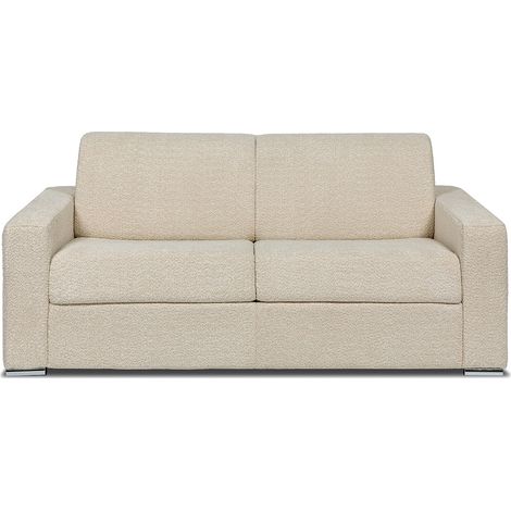 Canapé 3 places convertible express bouclette beige - Couchage 140 cm - Matelas 18 cm - CALITO (1/4)