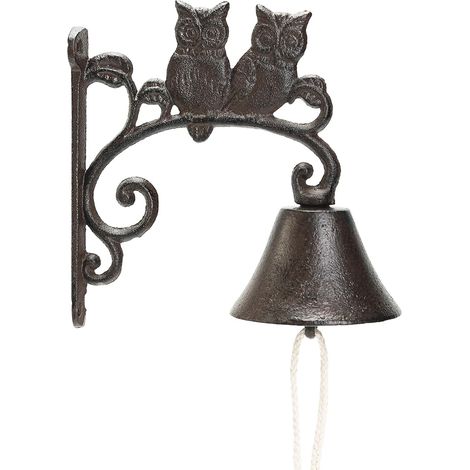Heavy Duty Cast Iron Wall Bell Retro Style Beautiful Owls Hand Bell Wall Hanging Doorbell - Indoor Outdoor Wall Fixed Dinner Bell Garden Home Wall Decoration (1/5)