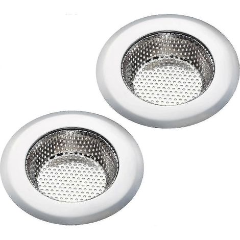Lot de 2 passoires d'évier en acier inoxydable, grand diamètre 11,4 cm.