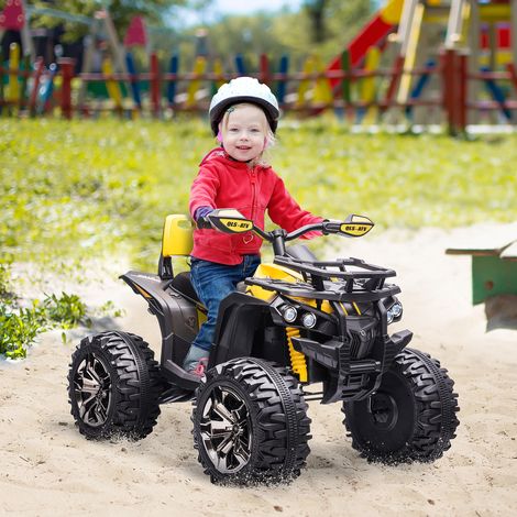 Quad électrique 12V 3-5 ans - 100x65x73 cm - 10AH - musique/MP3/USB/TF - phares - pédale - PP/métal - 3-8 km/h - jaune (1/4)