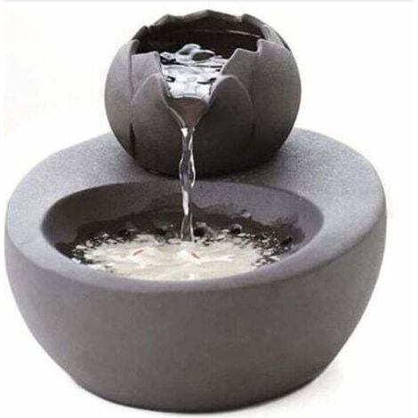 Fontaine d’eau - En céramique - Avec lotus vertical et filtre automatique - Idéale pour chat et animal de compagnie - noir, (1/4)