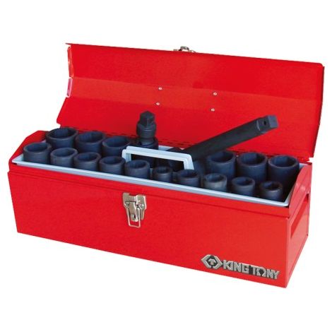 Coffret douilles à chocs 3/4" 19 pièces – Acier Cr-Mo traité anticorrosion – Empreinte 6 pans pour prise parfaite – Coffret métal inclus – King Tony (1/3)