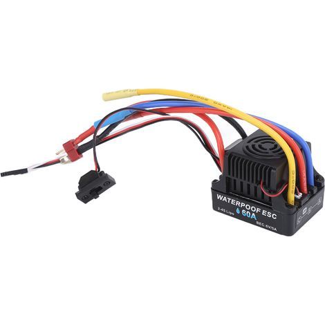 Wasserdichter elektronischer Drehzahlregler (60A) mit bürstenlosem Motor für ferngesteuerte Autos im Maßstab 1:10 (1/5)