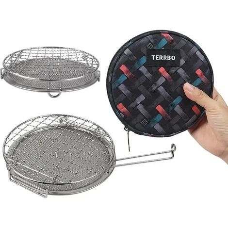 Mini rôtissoire d'extérieur pliable et portable en acier inoxydable, multifonctionnelle, avec grille de barbecue en maille, idéale pour le camping, les pique-niques et les réchauds de cuisine portable (1/4)