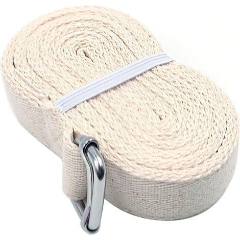 Sangle de Yoga de 8FT / 244cm pour Étirement, Yoga Strap, Beige en Coton Biologique avec Boucle Réglable en D (1/5)
