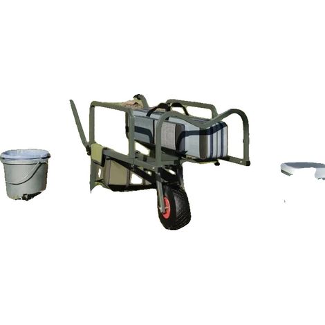 Carro de pesca, acero con recubrimiento en polvo, capacidad de carga de 150 kg, diseño plegable, rueda delantera para facilitar la maniobrabilidad, patas ajustables. (1/5)