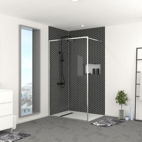 Parete per doccia 120x200 cm - Struttura cromata - CHROMED CONTOURING