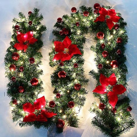 DIY-Weihnachtsgirlande, 2,7 m lange, dekorierte Girlande mit LED-Lichtern, Weihnachtsdekoration, geeignet für Haus, Garten, Feiertage, Hochzeiten, Partys, Treppen (1/5)