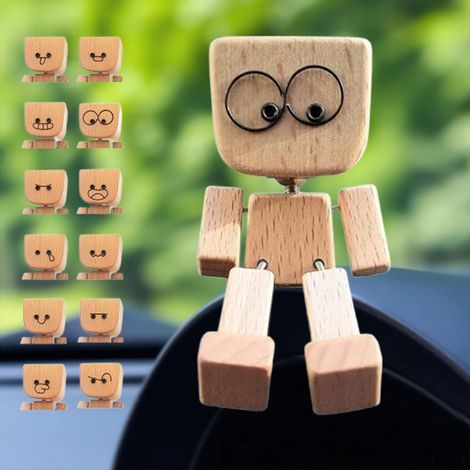 Figurine En Bois Balançoire - Avec 12 Expressions Magnétiques - Décor De Bureau Et Accessoire Voiture - Lot De 1 Ou 2 Pièces (1/5)