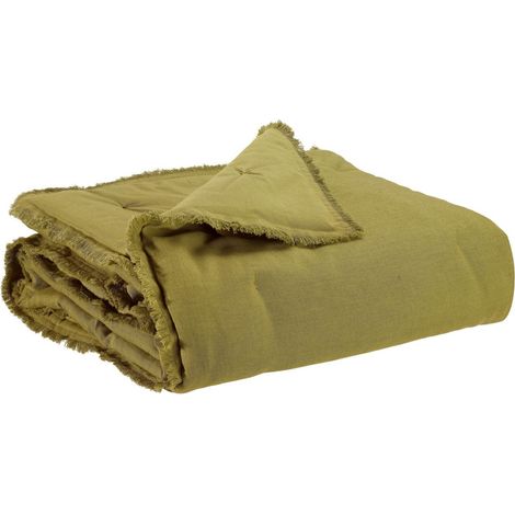 Plaid Uni Coloris Cèdre en Coton et Polyester pour Canapé et Lit 135 x 200 cm - PANGIVO