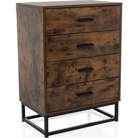 Sideboard / Kommode VINSTRA 60x38,5x83,3 cm 4 Schubladen braun hjh LIVING (1/5)