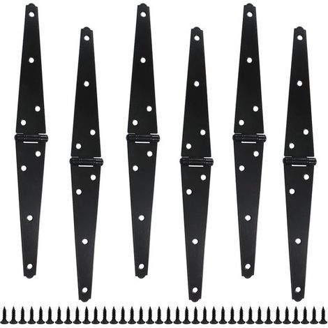 Charnières de porte - 6 pièces - Charnière - Charnière de porte de grange - Charnières pliantes - Charnières de porte extérieures - Quincaillerie de charnière pour portes lourdes - Pour portails, abri (1/5)