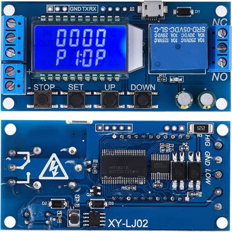 Module de Relais Temporisé DC 6-30V avec écran LCD,Retardateur Cycle de Temporisation 0.01s-9999min, support Micro USB 5V alimentation électrique, avec contre les inversions de (1/5)