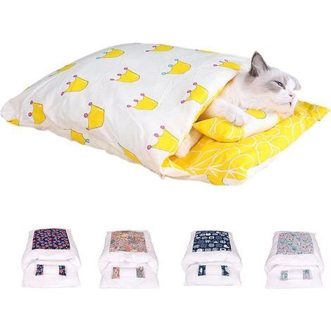 Orthopedic Cat Cushion: Soft, Warm, Removable & Washable. Yellow Basket Pet Bed. (1/5)