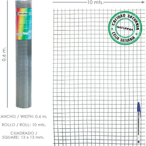 Rete Elettrosaldata Zincata 13x13/60 cm. Rotola 10 metri. Uso domestico