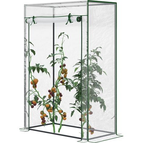 Serre de jardin, serre de balcon, bâche renforcée PVC, châssis en acier, porte zippée enroulable, pour légumes plantes fleurs en toutes saisons intérieur et extérieur, 100 x 50 x 150 cm blanc (1/5)