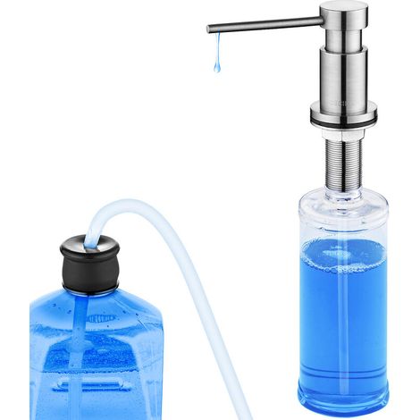 Dispenser di sapone da incasso per cucina, dispenser di detersivo per lavello con flacone da 300 ml e tubo di prolunga da 1,2 m.