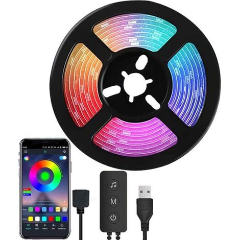Bande LED RGB - PZCC - 5050 - Bluetooth - Synchronisation musicale - Étanchéité IP65 (1/4)
