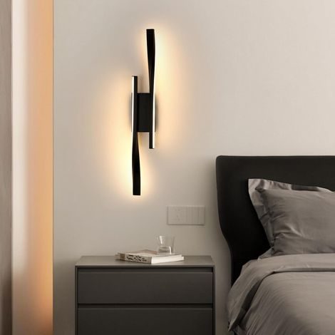 COMELY Applique a LED per interni nera da 16W 1800LM, lampada da parete moderna, bianco caldo 3000K, design elegante per camera da letto, scale, corridoio
