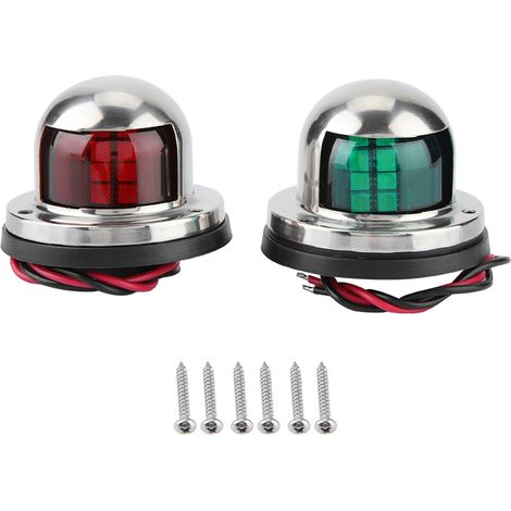 Feux de Navigation de Bateau à LED en Acier Inoxydable, Lampe de Navigation Marine étanche Bateau Marin 1 Paire de Feux de Navigation à LED Rouges et Verts Lampe de Signalisation Latérale 12V/24V Mete