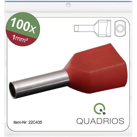 Quadrios 22C435 Zwillings-Aderendhülse 1 mm² Teilisoliert Rot 1 Set (1/5)