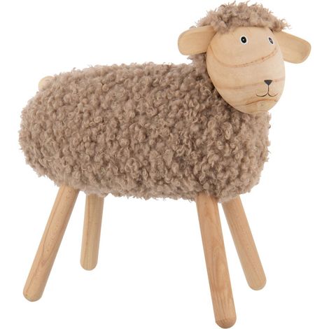 Statuette Mouton en Bois "Chalet" 45cm Beige