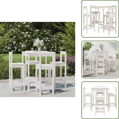 Set da bar esterno - vidaXL Set Bar da Giardino 5 pz Bianco in Legno Massello di Pino - Bar in legno massello