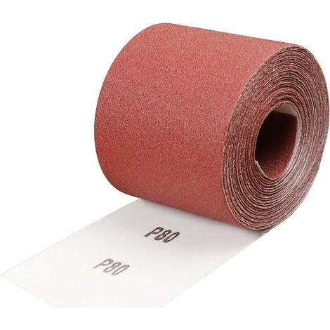Rouleau de Papier Abrasif Grain 80, 93 mm x 10 m encollage résine synthétique de haute qualité et support papier renforcé, Ponçage Rouleau Abrasif pour Métal Bois, pour Ponceuses Vibrantes
