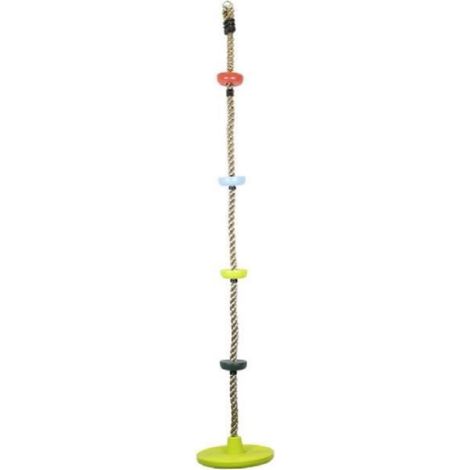 Corde À Grimper - Polyéthylène 26 mm - 2 m - Disque Plastique 29 cm - Nœuds Colorés - Pour Enfants