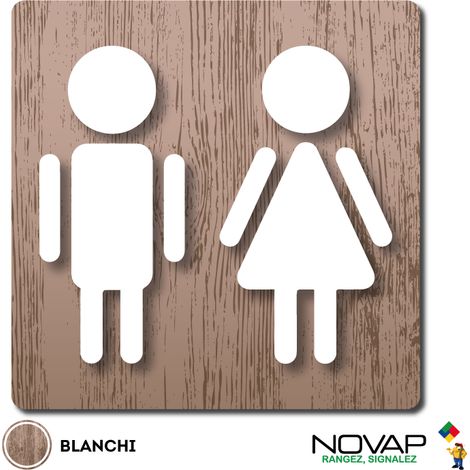 Pictogrammes plexiglas chêne blanchi Novap - Toilettes femmes/hommes (1/2)