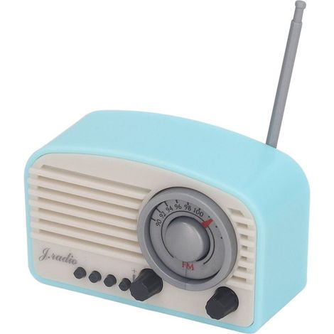 Radio Vintage Miniature pour Maison de Poupée - Modèle Rétro Décoratif Jouet Enfant - Ciel Bleu Réaliste (1/5)