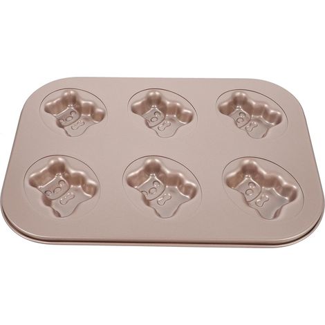 Moule à Pâtisserie en Acier Carbone 6 Cavités Forme Nounours Antiadhésif pour Desserts de Banquet et Thé L'après-midi - (1/5)