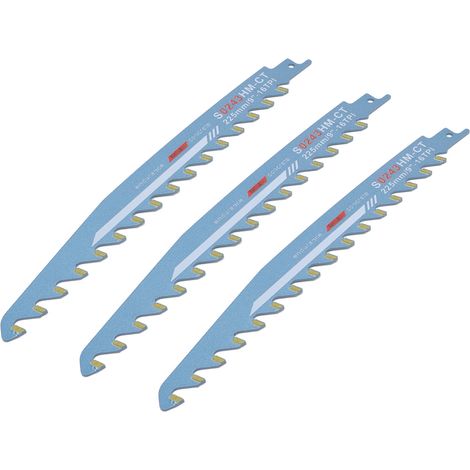 3 Pcs Reciprocating Saw Blade Blue 9 Inch 16TPI Carbide Cutting Reciprocating Saw Blades for Porous Concrete Red Brick