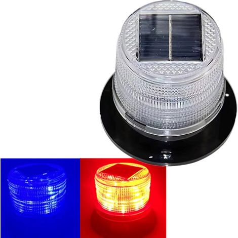 Faro di segnalazione solare a LED a basso consumo energetico - Luci rosse e blu (1/2)