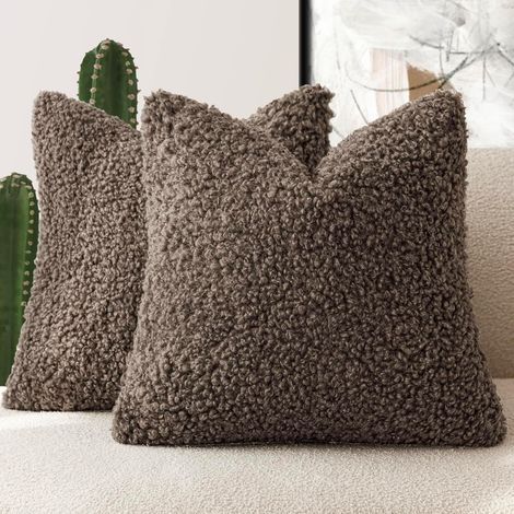 Housses de coussin décoratives à texture, housses de coussin douces pour chaise, canapé, chambre et salon, décoration intérieure, lot de 2 45 x 45 cm couleur chocolat (1/5)