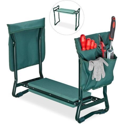 Agenouilloir,coussin moelleux, 2 sacs,pliable, aide genou, travail jardin, jusqu’à 150 kg,HlP 49x58x27,5cmvert (1/5)